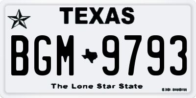 TX license plate BGM9793