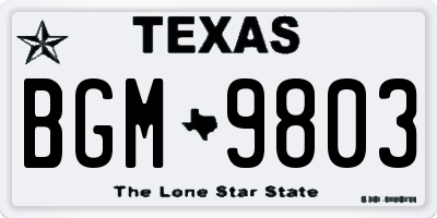 TX license plate BGM9803