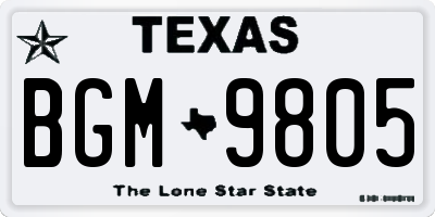 TX license plate BGM9805