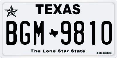 TX license plate BGM9810