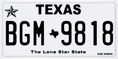 TX license plate BGM9818