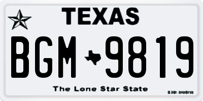 TX license plate BGM9819