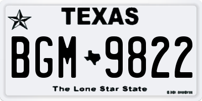 TX license plate BGM9822