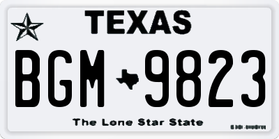 TX license plate BGM9823