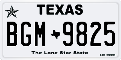 TX license plate BGM9825