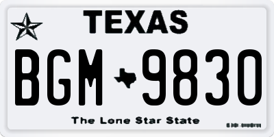 TX license plate BGM9830