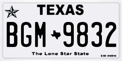 TX license plate BGM9832