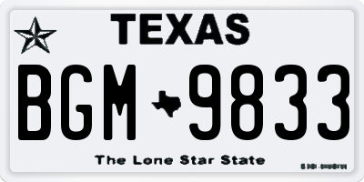 TX license plate BGM9833