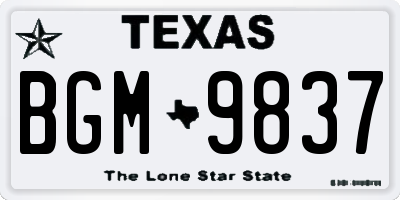 TX license plate BGM9837