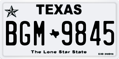 TX license plate BGM9845