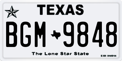 TX license plate BGM9848