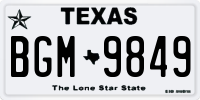 TX license plate BGM9849