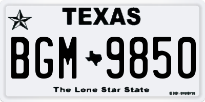 TX license plate BGM9850
