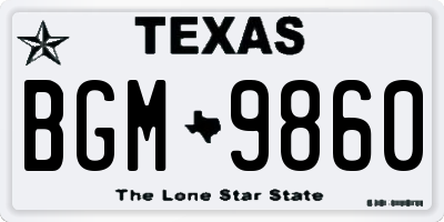 TX license plate BGM9860