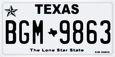 TX license plate BGM9863