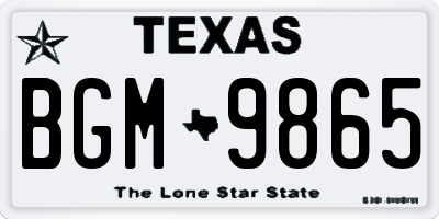 TX license plate BGM9865