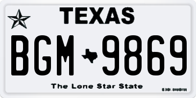 TX license plate BGM9869
