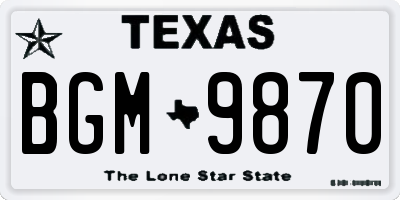 TX license plate BGM9870