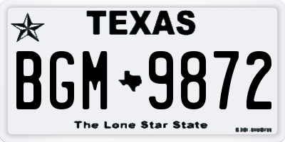 TX license plate BGM9872