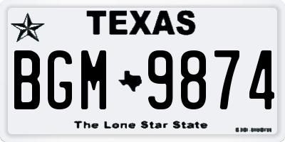 TX license plate BGM9874