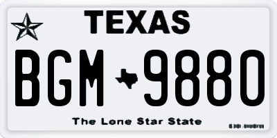 TX license plate BGM9880