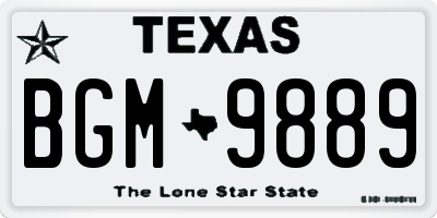 TX license plate BGM9889