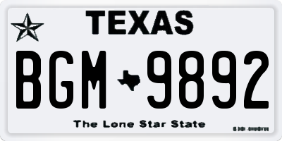 TX license plate BGM9892