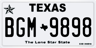TX license plate BGM9898