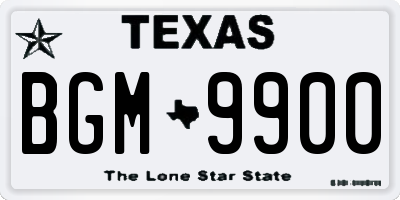 TX license plate BGM9900