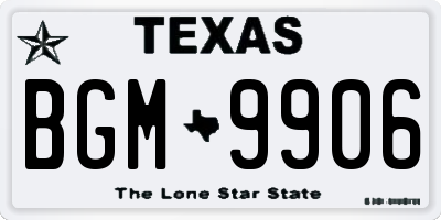 TX license plate BGM9906