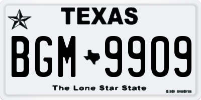 TX license plate BGM9909
