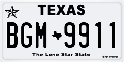 TX license plate BGM9911