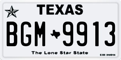 TX license plate BGM9913