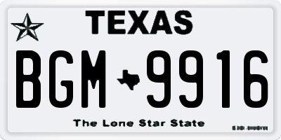 TX license plate BGM9916