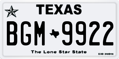 TX license plate BGM9922