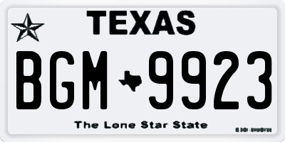 TX license plate BGM9923