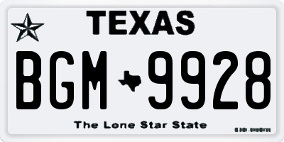 TX license plate BGM9928