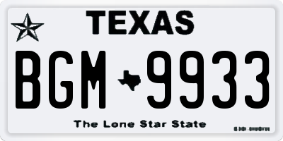 TX license plate BGM9933