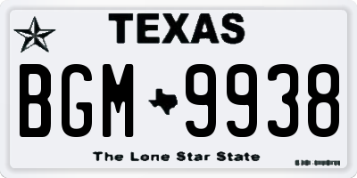 TX license plate BGM9938