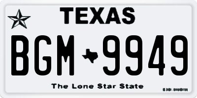 TX license plate BGM9949