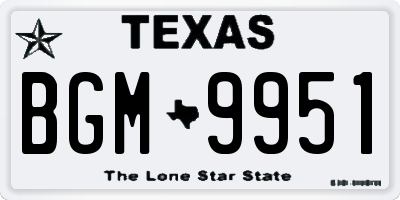 TX license plate BGM9951