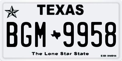 TX license plate BGM9958