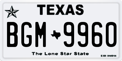 TX license plate BGM9960