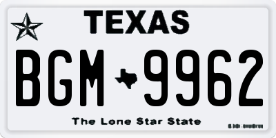 TX license plate BGM9962