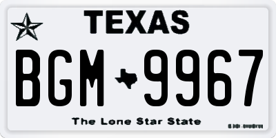 TX license plate BGM9967