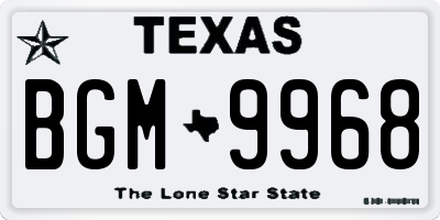 TX license plate BGM9968