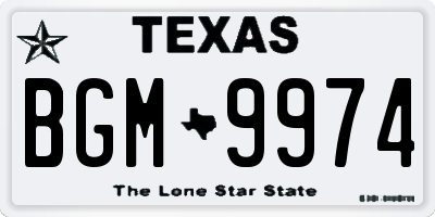 TX license plate BGM9974