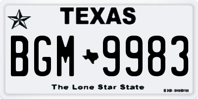 TX license plate BGM9983