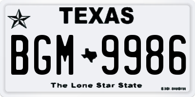 TX license plate BGM9986