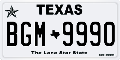 TX license plate BGM9990